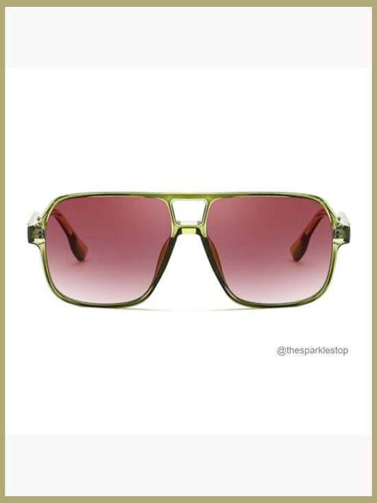 Retro Square Aviator Sunglasses Plastic Frame UV400 Protection